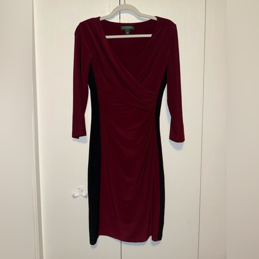 Lauren by Ralph Lauren Womens Surplice Jersey Dress